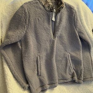 Abercrombie & Fitch Sherpa pullover in gray